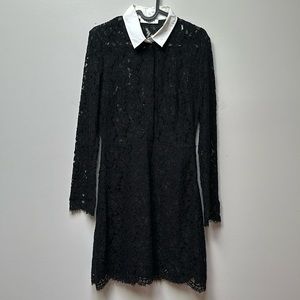 Sandro Dentelle Black Dress with White Collar